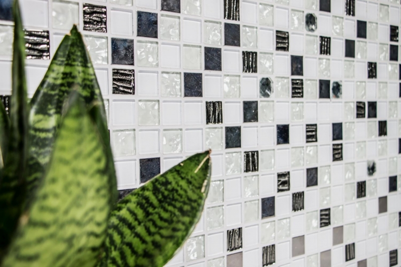 Glass mosaic mosaic tile stainless steel white backsplash kitchen tile bathroom tile - MOS92-0107