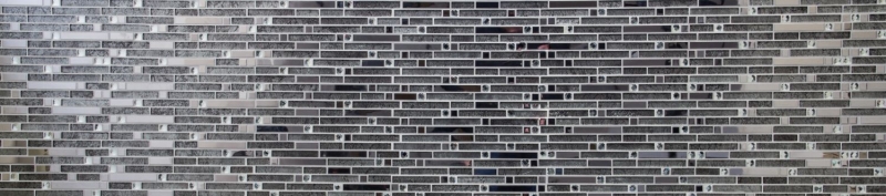 Glass mosaic rods mosaic tiles stainless steel white cream silver MOS86-0106