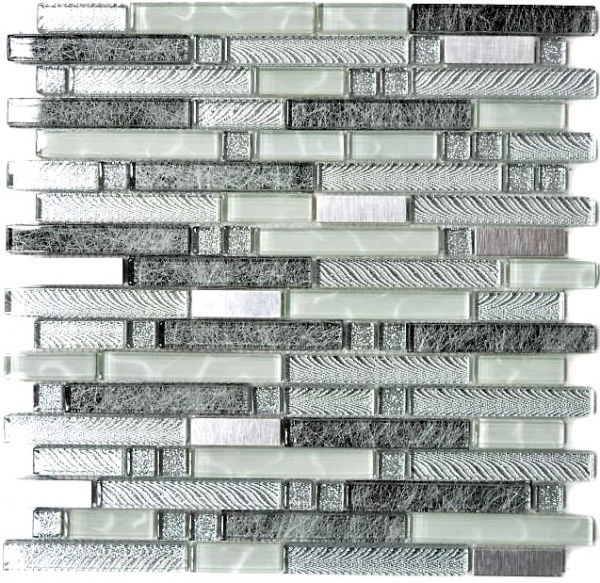 Hand sample mosaic tile Tile mirror translucent stainless steel clear silver gray composite glass mosaic Crystal steel clear silver gray MOS87-MV698_m