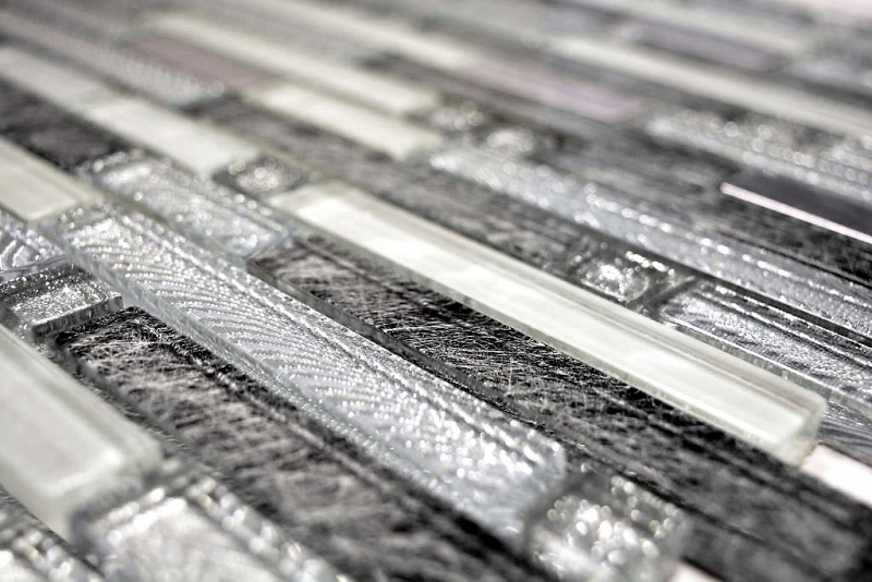 Hand sample mosaic tile Tile mirror translucent stainless steel clear silver gray composite glass mosaic Crystal steel clear silver gray MOS87-MV698_m