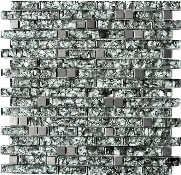 Hand sample mosaic tile Tile mirror translucent stainless steel green-grey composite glass mosaic Crystal steel stone green-grey MOS87-MV728_m