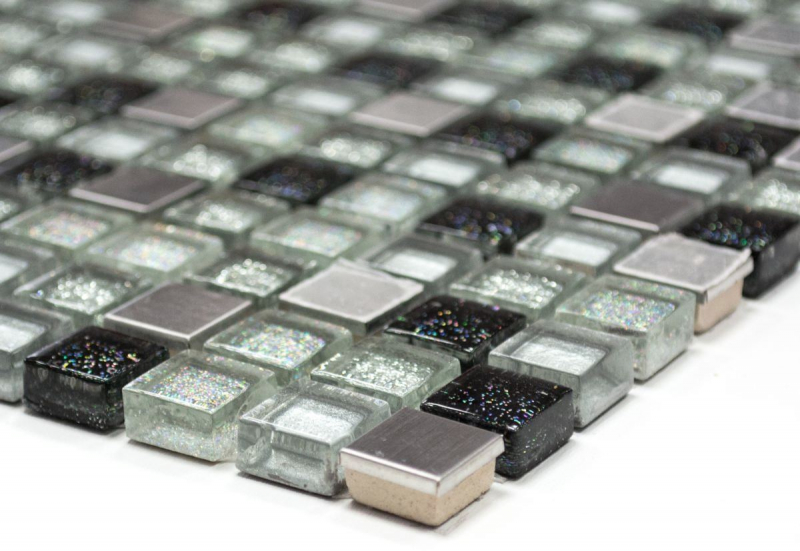 Mosaic tile Translucent stainless steel silver black Glass mosaic Crystal steel silver black MOS92-0207_f
