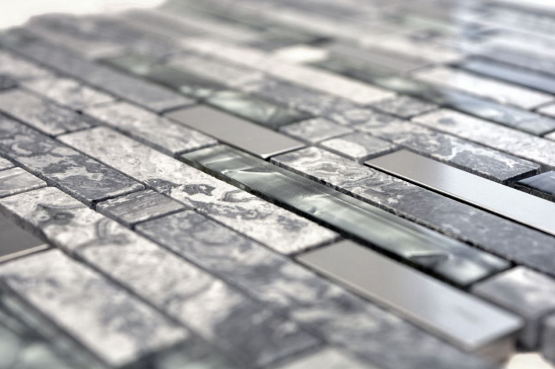 Mosaic tile translucent stainless steel gray composite glass mosaic Crystal stone steel gray MOS87-MV778_f