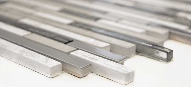 Mosaic tile translucent stainless steel white wood composite glass mosaic Crystal stone steel wood white MOS86-SV85_f