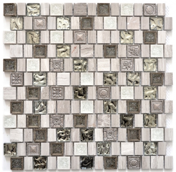 Mosaic stones composite mosaic tile resin ceramic gray white light gray cream beige multiformat glass mosaic tile backsplash - MOS82-2002