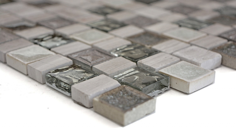 Mosaic stones composite mosaic tile resin ceramic gray white light gray cream beige multiformat glass mosaic tile backsplash - MOS82-2002