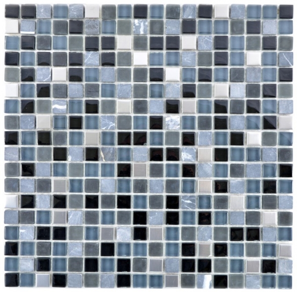 Glass mosaic natural stone mosaic tile stainless steel black anthracite dark gray silver tile backsplash kitchen tile - MOS92-0203