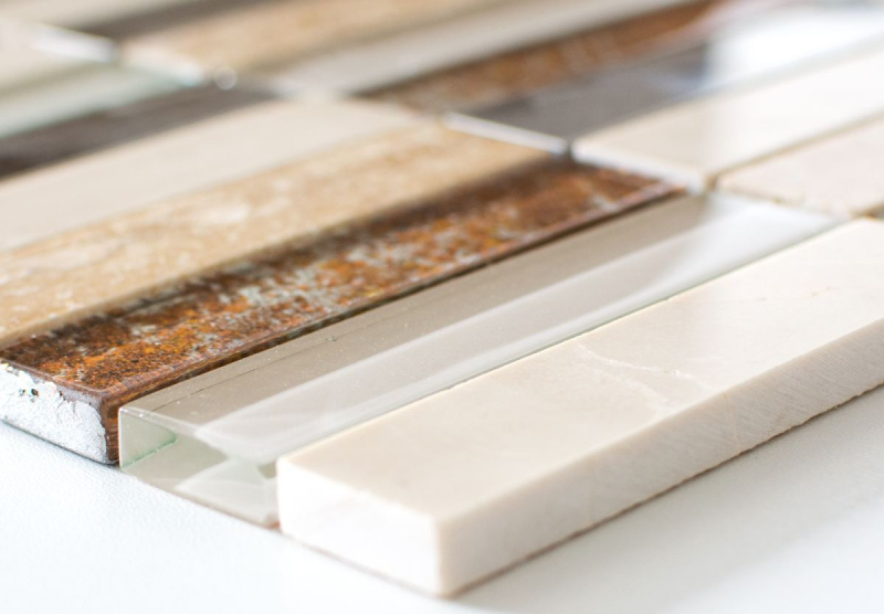 Hand pattern mosaic tile Tile mirror translucent stainless steel beige Rectangle glass mosaic Crystal stone steel beige MOS87-52X_m