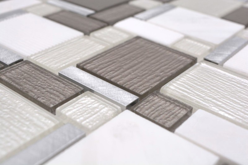 Natural stone glass mosaic mosaic tiles aluminum white anthracite cream beige tile mirror wall bathroom - MOS49-FK01