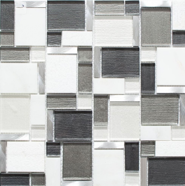 Natural stone glass mosaic mosaic tiles aluminum white anthracite gray mud tile backsplash wall bathroom - MOS49-FK02