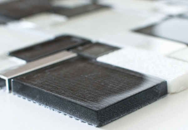 Natural stone glass mosaic mosaic tiles aluminum white anthracite gray mud tile backsplash wall bathroom - MOS49-FK02