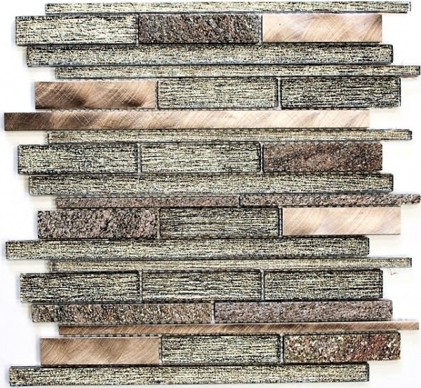 Hand sample mosaic tile tile mirror translucent aluminum beige copper composite glass mosaic Crystal stone aluminum beige copper MOS49-GV74_m