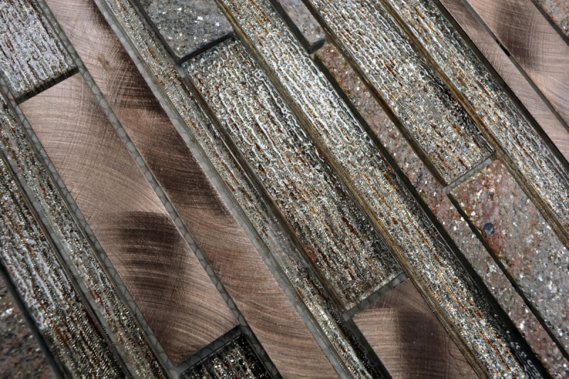 Hand sample mosaic tile tile mirror translucent aluminum beige copper composite glass mosaic Crystal stone aluminum beige copper MOS49-GV74_m