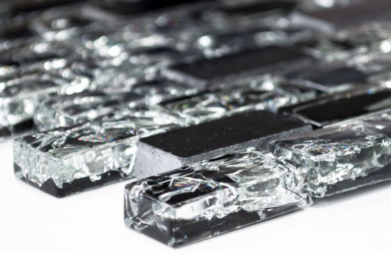 Hand-painted mosaic tile Tile backsplash Translucent black Brick Glass mosaic Crystal stone black MOS87-b1128_m