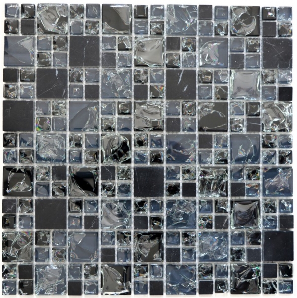 Hand-painted mosaic tile Translucent black combination glass mosaic Crystal stone black MOS92-HQ14_m