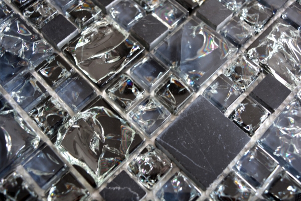 Hand-painted mosaic tile Translucent black combination glass mosaic Crystal stone black MOS92-HQ14_m