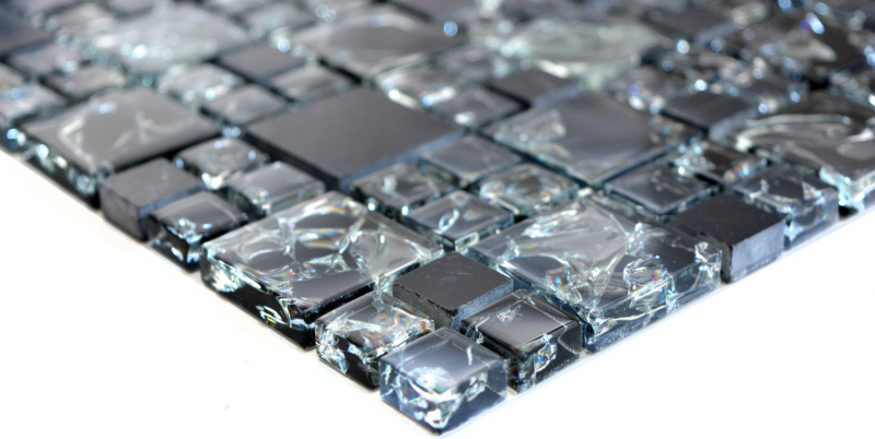 Hand-painted mosaic tile Translucent black combination glass mosaic Crystal stone black MOS92-HQ14_m