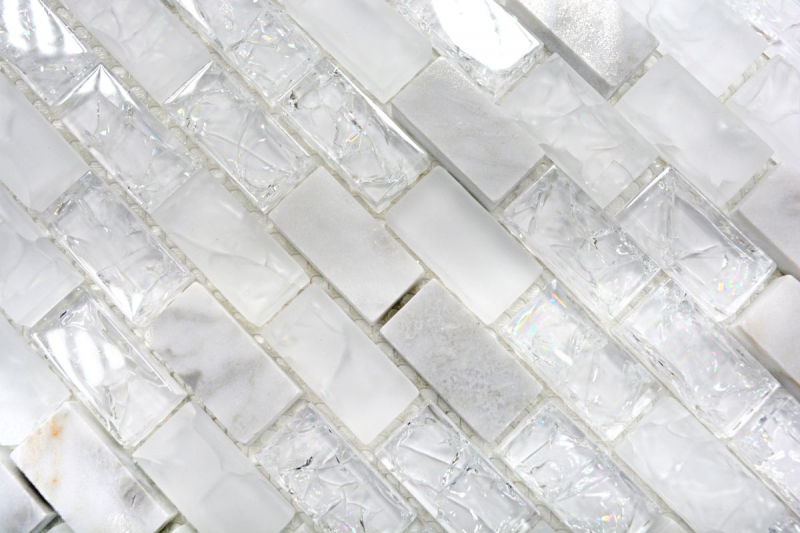 Hand sample mosaic tile Tile mirror translucent white Brick Glass mosaic Crystal stone white MOS87-0111_m
