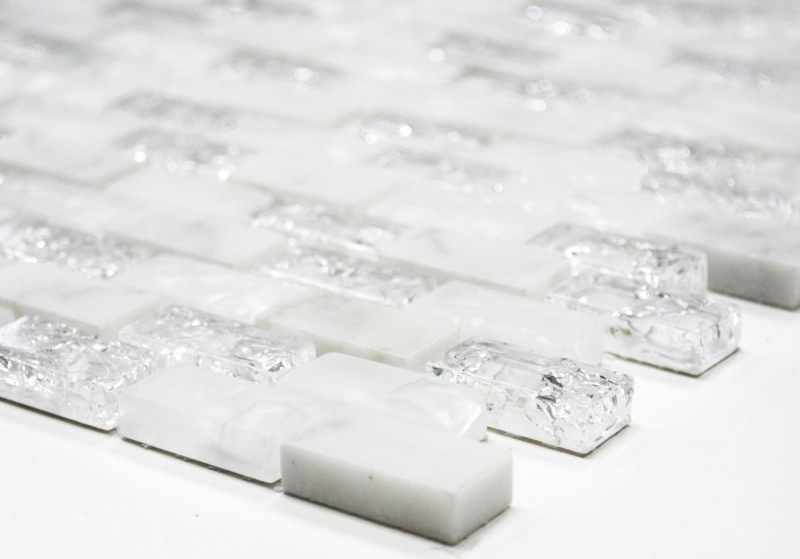 Hand sample mosaic tile Tile mirror translucent white Brick Glass mosaic Crystal stone white MOS87-0111_m
