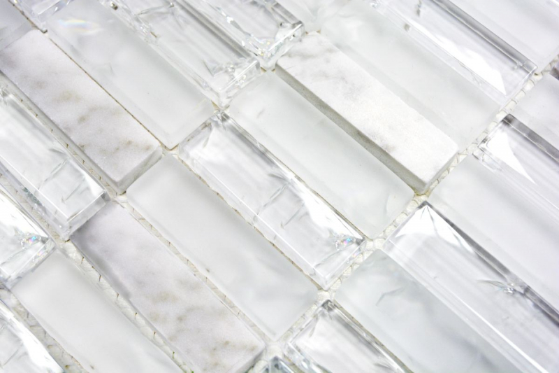 Rectangular mosaic tiles glass mosaic white broken mosaic marble natural stone kitchen splashback tile back - MOS87-s1211