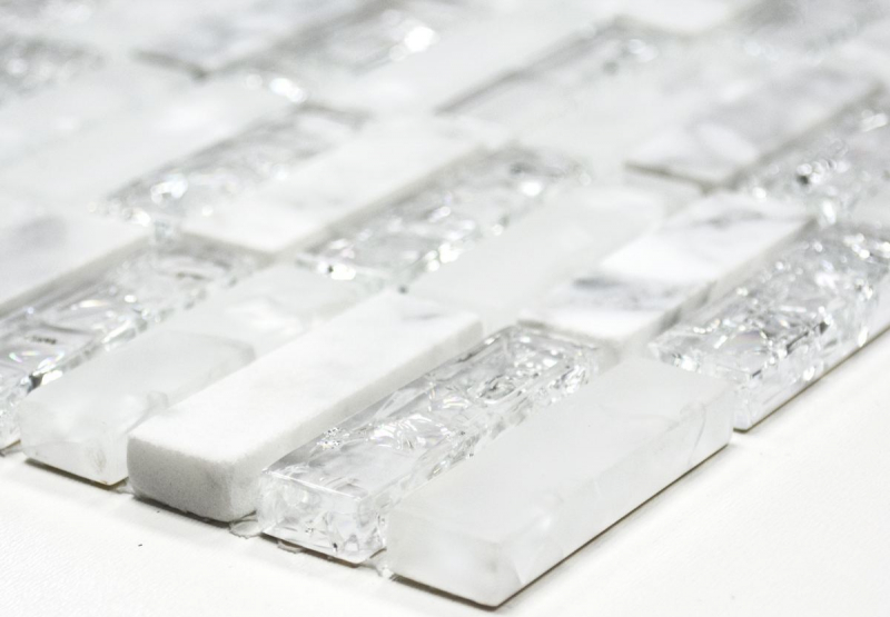 Rectangular mosaic tiles glass mosaic white broken mosaic marble natural stone kitchen splashback tile back - MOS87-s1211
