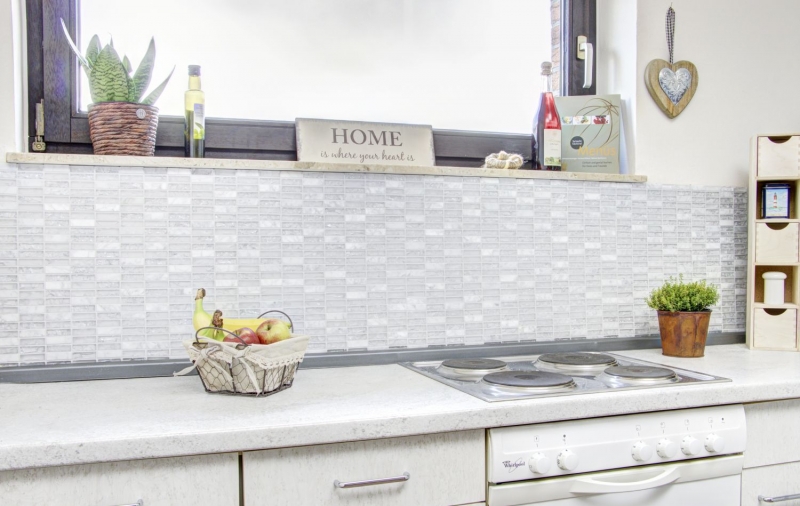 Rectangular mosaic tiles glass mosaic white broken mosaic marble natural stone kitchen splashback tile back - MOS87-s1211