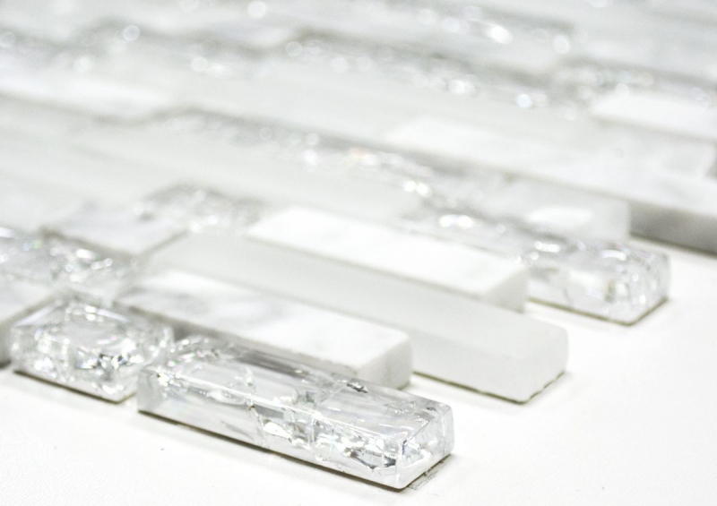 Hand-painted mosaic tile Tile backsplash Translucent white Composite glass mosaic Crystal stone white MOS87-V1311_m