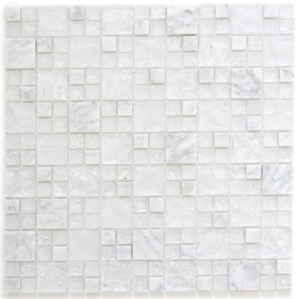 Hand sample mosaic tile Translucent white combination glass mosaic Crystal stone white MOS87-v1411_m