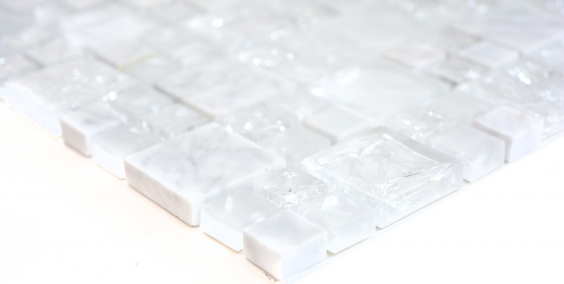 Hand sample mosaic tile Translucent white combination glass mosaic Crystal stone white MOS87-v1411_m