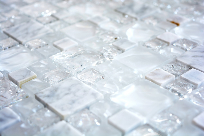 Hand sample mosaic tile Translucent white combination glass mosaic Crystal stone white MOS87-v1411_m