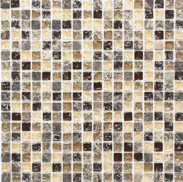 Glass mosaic natural stone mosaic tile dark beige quarry glass marble dark brown cream tile backsplash kitchen - MOS92-1055