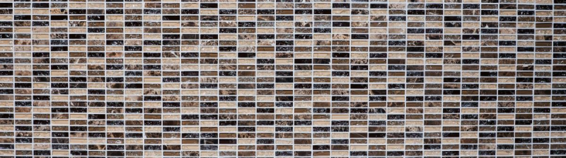 Rectangular mosaic tiles glass mosaic broken glass marble natural stone dark brown beige wall bathroom kitchen WC - MOS87-S1255