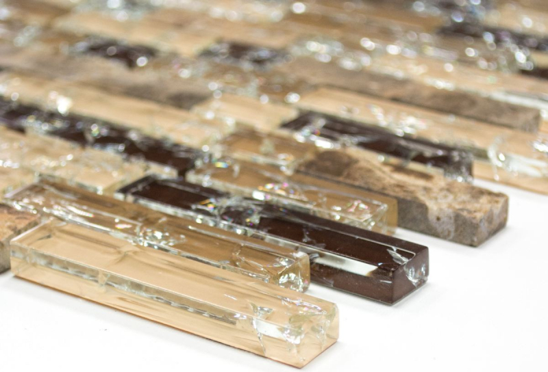 Mosaic tile kitchen splashback translucent dark beige composite glass mosaic Crystal stone emperador dark MOS87-V1355_f