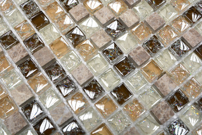 Glass mosaic natural stone mosaic tile light beige quarry glass marble light brown beige cream tile backsplash bathroom - MOS92-1053