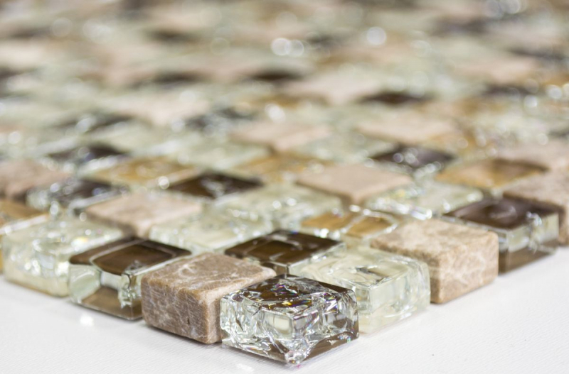 Glass mosaic natural stone mosaic tile light beige quarry glass marble light brown beige cream tile backsplash bathroom - MOS92-1053
