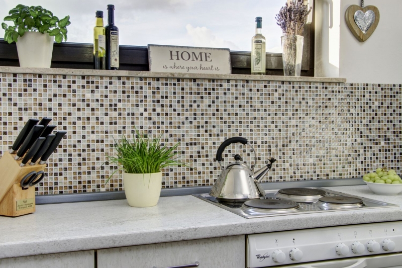 Glass mosaic natural stone mosaic tile light beige quarry glass marble light brown beige cream tile backsplash bathroom - MOS92-1053