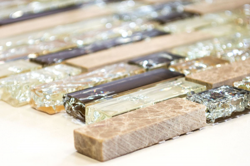 Mosaic tile Translucent light beige composite glass mosaic Crystal stone emperador light MOS87-V1353_f