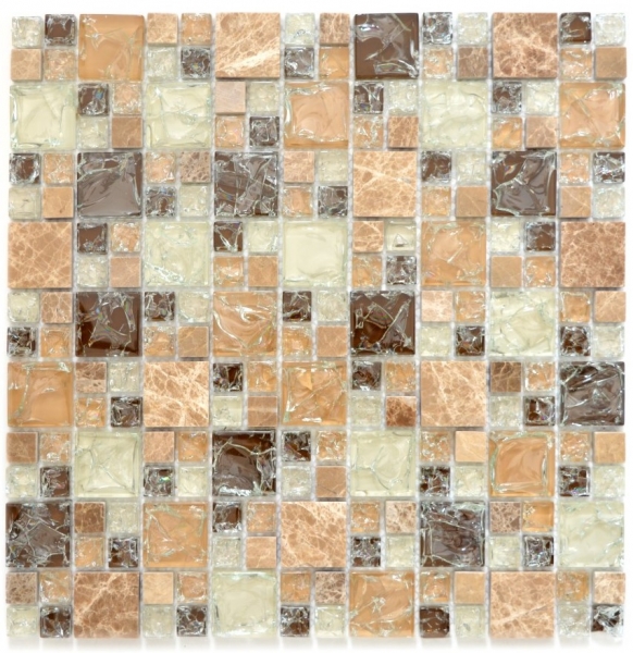 Hand-painted mosaic tile translucent light brown combination glass mosaic Crystal stone emperador light MOS87-K1453_m