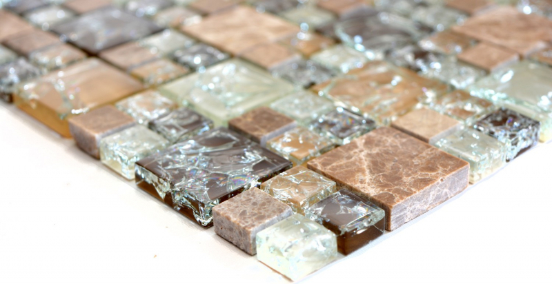 Hand-painted mosaic tile translucent light brown combination glass mosaic Crystal stone emperador light MOS87-K1453_m