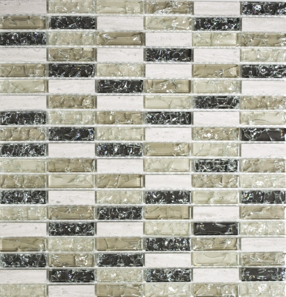 Hand-painted mosaic tile Translucent gray-green rods Glass mosaic Crystal stone gray-green MOS87-S1252_m