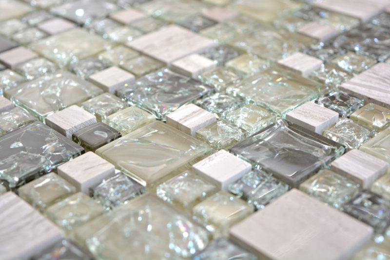 Mosaic tile translucent gray-green combination glass mosaic Crystal stone gray-green MOS87-K1452_f