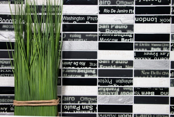 Rectangular mosaic tiles glass mosaic Urban Feeling frosted glass black white silver kitchen splashback bathroom - MOS87-39