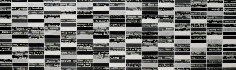 Rectangular mosaic tiles glass mosaic Urban Feeling frosted glass black white silver kitchen splashback bathroom - MOS87-39