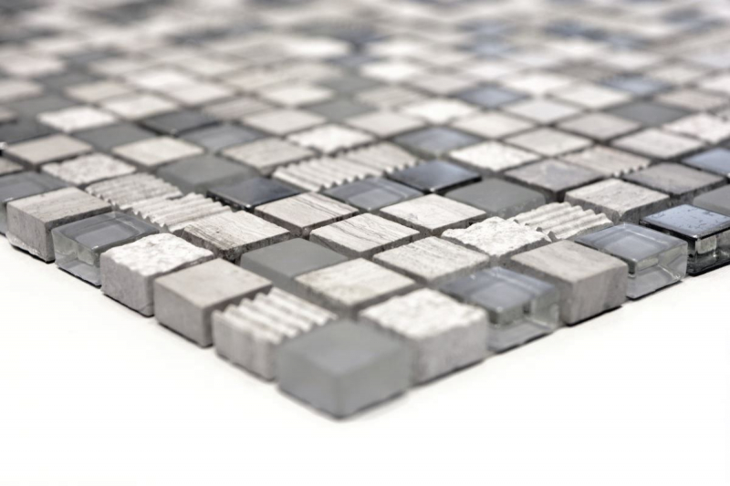 Glass mosaic natural stone mosaic tile light gray cream silver marble structure tile backsplash bathroom - MOS92-HQ10