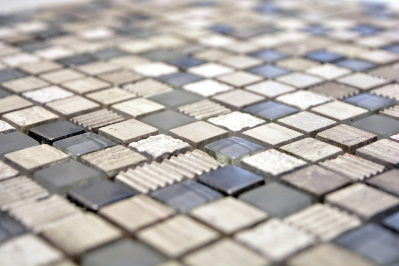 Glass mosaic natural stone mosaic tile light gray cream silver marble structure tile backsplash bathroom - MOS92-HQ10