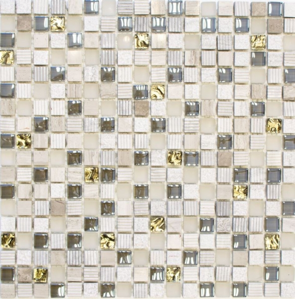 Hand-painted mosaic tile Tile backsplash Translucent light gray gold Glass mosaic Crystal stone EP light gray gold MOS92-HQ12_m