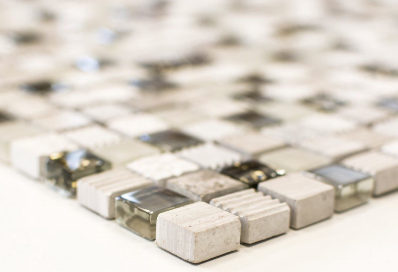 Hand-painted mosaic tile Tile backsplash Translucent light gray gold Glass mosaic Crystal stone EP light gray gold MOS92-HQ12_m