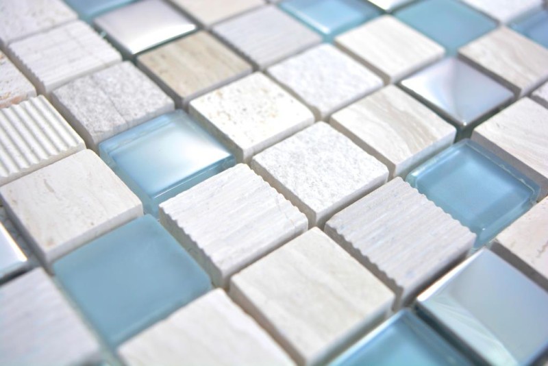 Natural stone rustic mosaic tile glass mosaic marble light gray silver beige frosted glass tile backsplash wall kitchen bathroom toilet - MOS92-HQ20