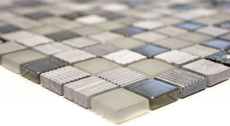 Hand-painted mosaic tile Tile backsplash Translucent light gray gold Glass mosaic Crystal stone EP light gray gold MOS83-HQ22_m