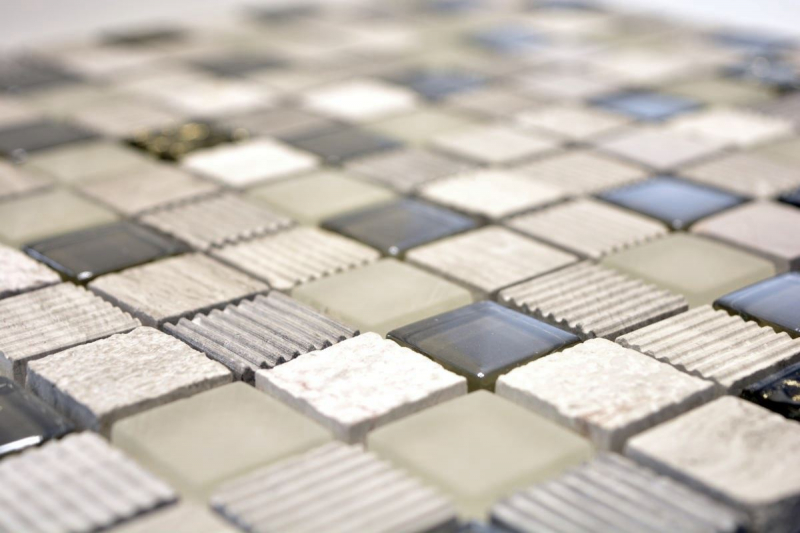 Hand-painted mosaic tile Tile backsplash Translucent light gray gold Glass mosaic Crystal stone EP light gray gold MOS83-HQ22_m